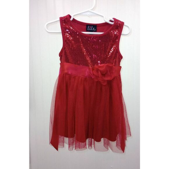 Lily red tule and sequin dress size 2T - Picture 4 of 6